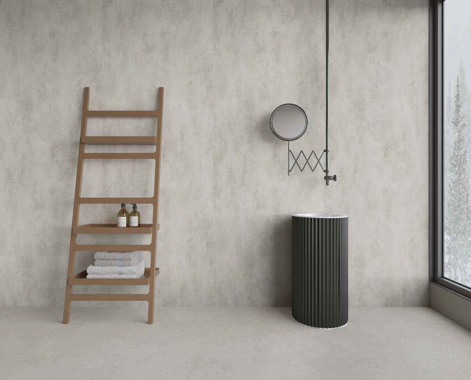Banyo için SPC duvar paneli konsepti Minimal banyolarda kullanılabilecek SPC duvar paneli uygulama konsepti